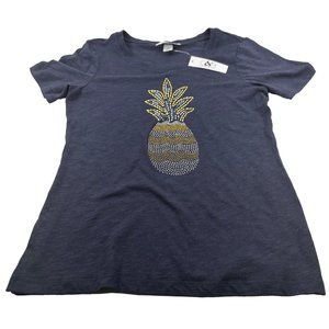 Christopher And Banks Women's Size Petite Small Short Sleeve Tee Shirt Pineapple